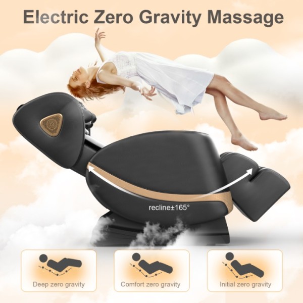 2025 Massage Chair Full Body, Zero Gravity Massage Chair with 10 Fix Rollers, Heating, Foot Massage, Auto Modes, Bluetooth Speaker, Touch Screen Controller (Black)